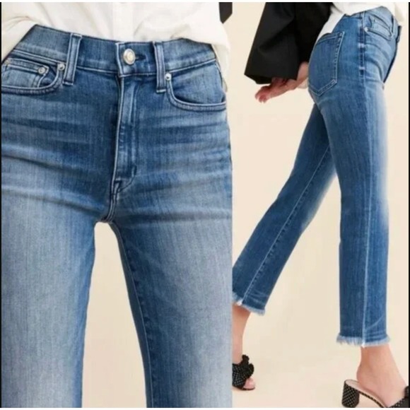 AYR Denim - AYR Womens The Pop Jeans Size 29 Short Blue Wash Straight Leg Raw Hem